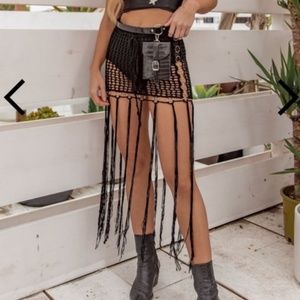 Black Festival Skirt- 12th Tribe on the Drums Maxi Skirt